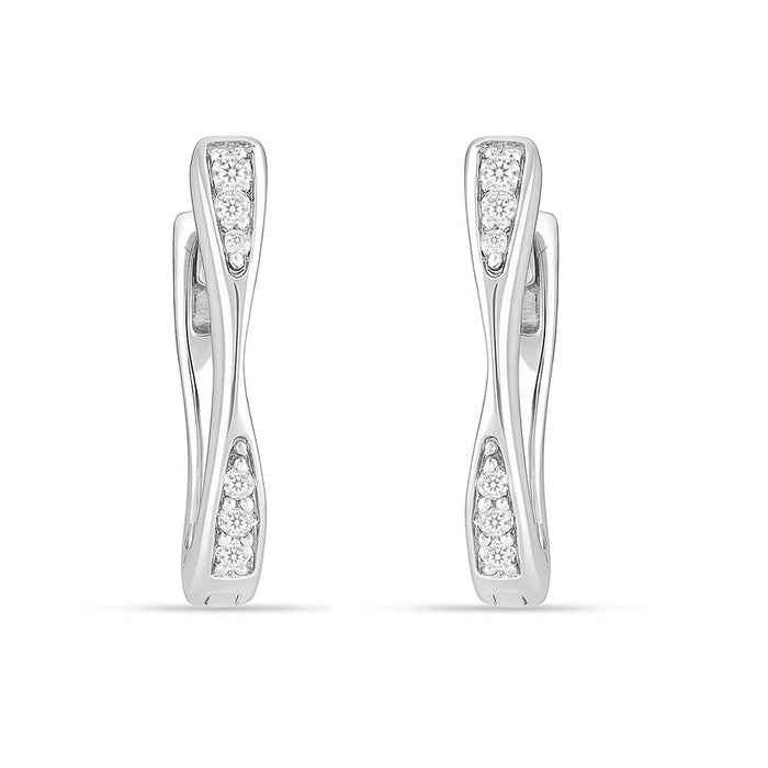 Curve of Grace Rhodium Plated 925 Silver Hoop Earrings