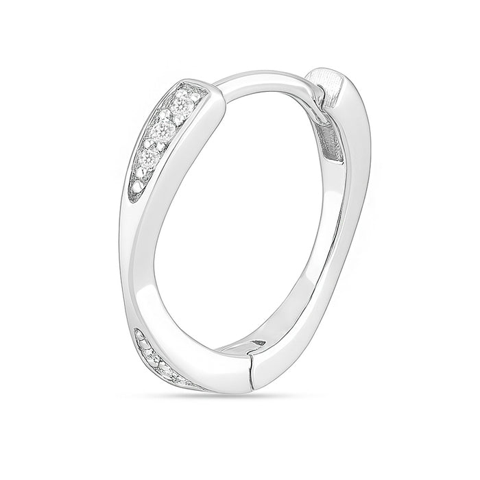 Curve of Grace Rhodium Plated 925 Silver Hoop Earrings