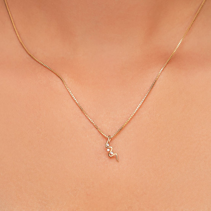 Curved Charm Gold Pendant with Lab-Grown Diamonds without Chain
