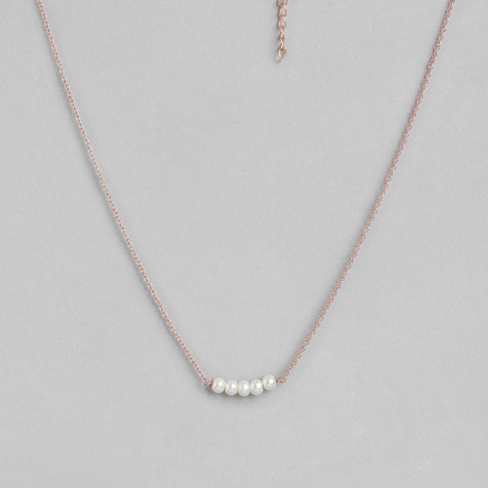 Cute Pearl 925 Silver Rose Gold Necklace
