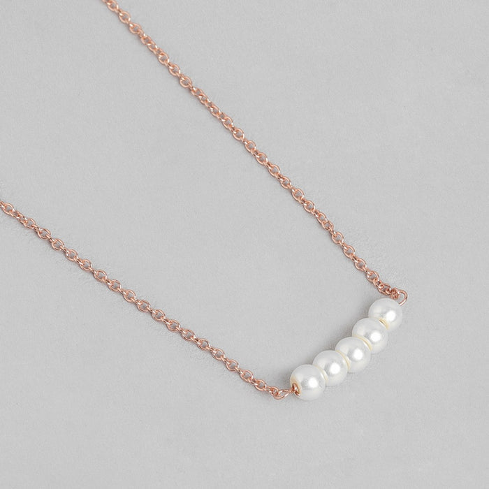 Cute Pearl 925 Silver Rose Gold Necklace