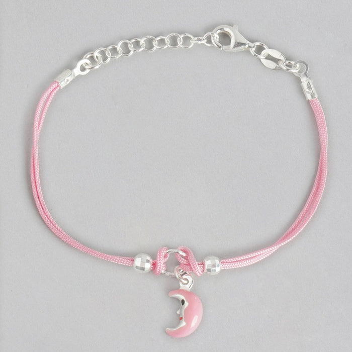 Cute Pink Crescent Moon Totem 925 Sterling Silver Bracelet