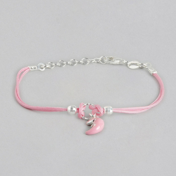 Cute Pink Crescent Moon Totem 925 Sterling Silver Bracelet