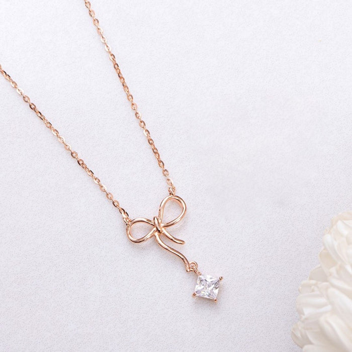 Cutest Bow Tie Rose-Gold 925 Sterling Silver Necklace