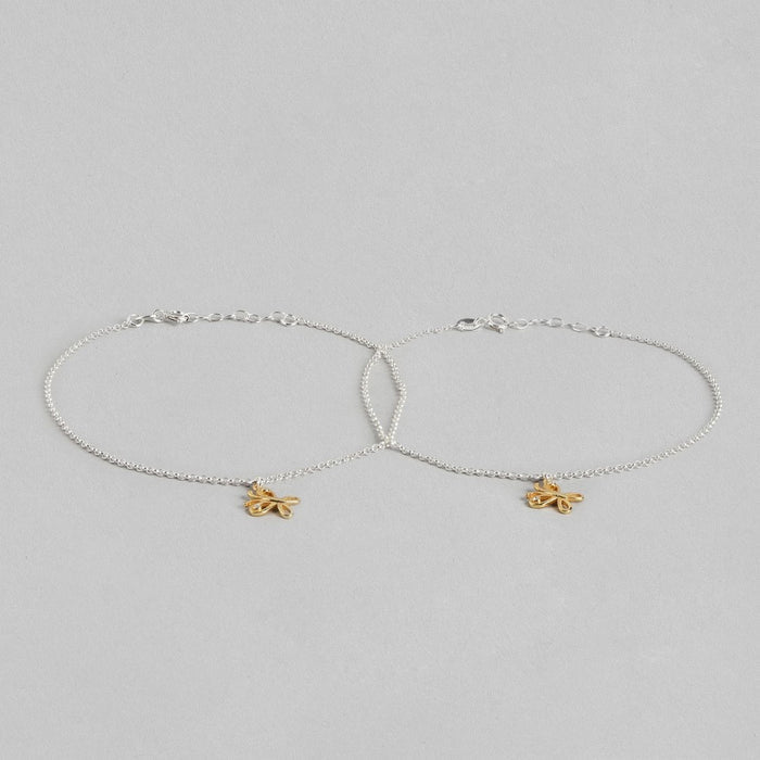 Cutest Butterfly Rhodium Plated 925 Sterling Silver Chained Anklet