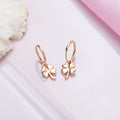Cutest Quadrifoliate Leaf Rose Gold Plated 925 Silver Hoop Earrings