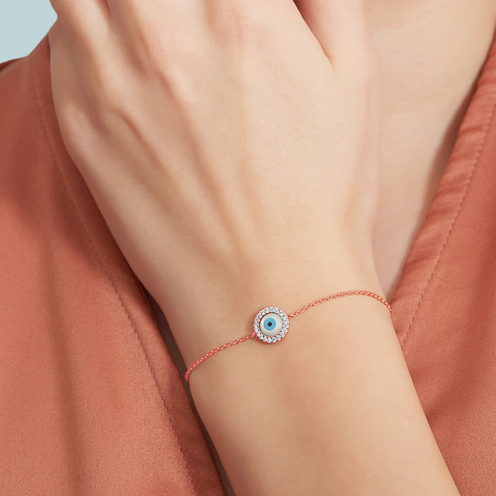 Cynthia Evil Eye Cubic Zirconia 925 Rose Gold Bracelet