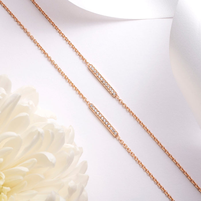 CZ Band Rose Gold Plated 925 Sterling Silver Chained Anklet