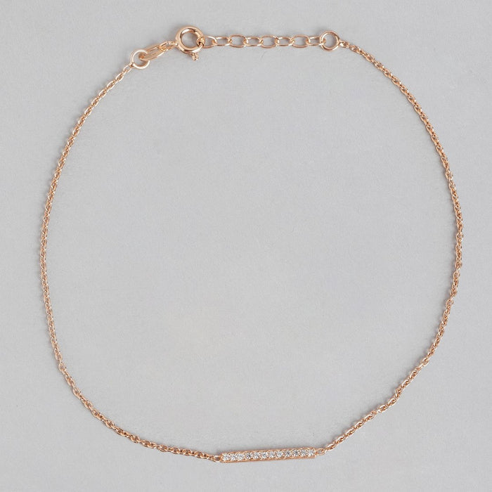 CZ Band Rose Gold Plated 925 Sterling Silver Chained Anklet