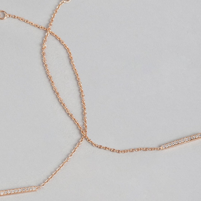 CZ Band Rose Gold Plated 925 Sterling Silver Chained Anklet