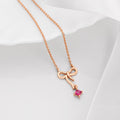 CZ-Bow Rose Gold Plated 925 Sterling Silver Necklace