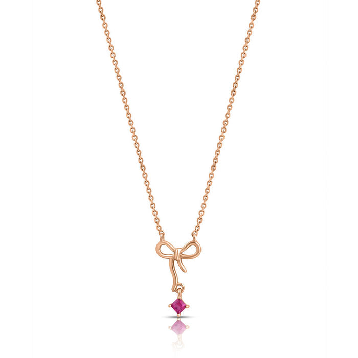 CZ-Bow Rose Gold Plated 925 Sterling Silver Necklace