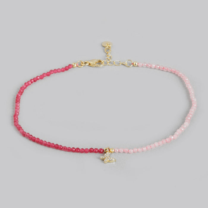 CZ Butterfly Dual-Beads 925 Sterling Silver Anklet