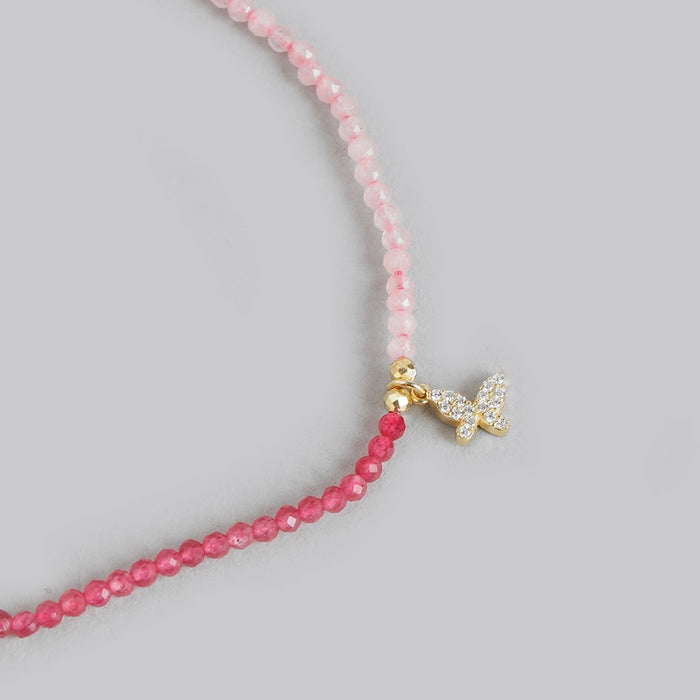 CZ Butterfly Dual-Beads 925 Sterling Silver Anklet