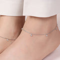 925 Sterling Silver Drop CZ Rhodium plated 925 Sterling Silver Anklet for Women – Zavya