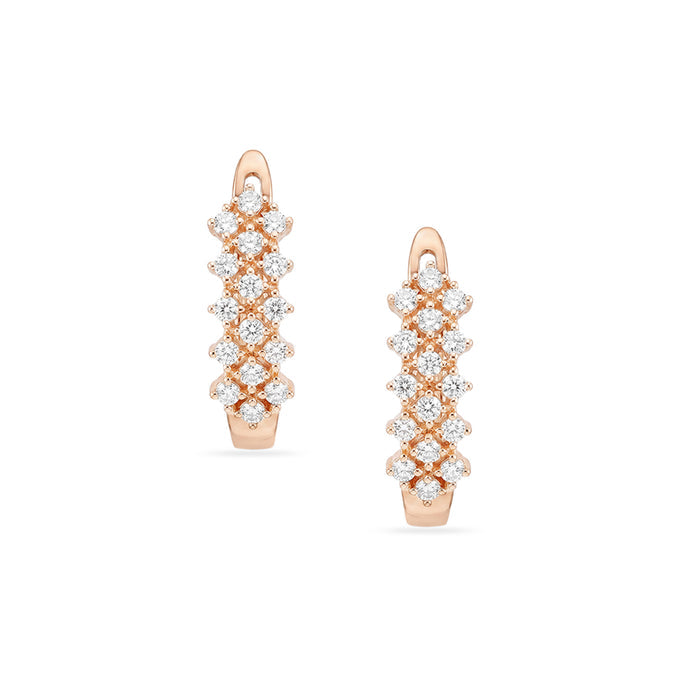 CZ Cluster Floral Rose Gold Plated 925 Sterling Silver Earrings