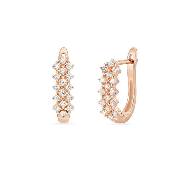 CZ Cluster Floral Rose Gold Plated 925 Sterling Silver Earrings