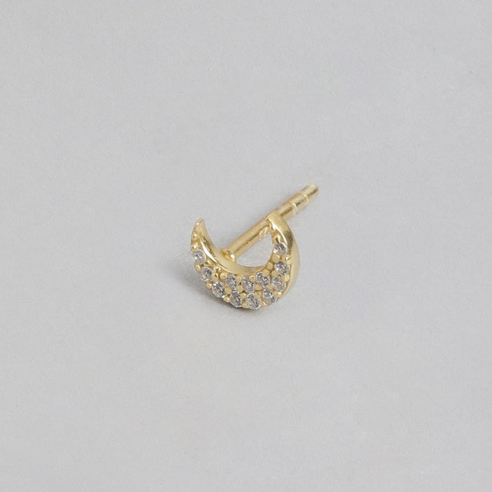 CZ Crescent Gold Plated 925 Silver Earring
