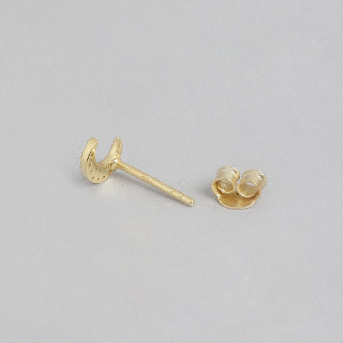 CZ Crescent Gold Plated 925 Silver Earring