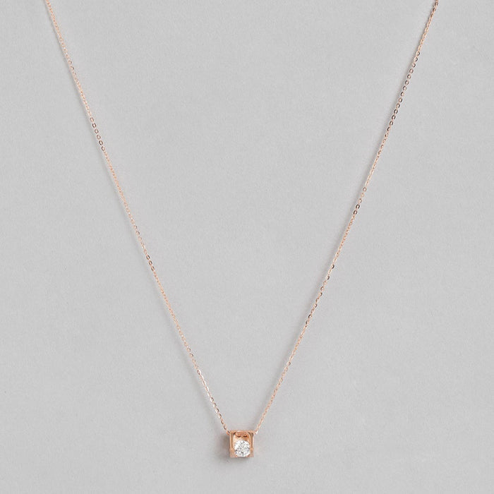 CZ Cuboid Rose Gold Plated 925 Sterling Silver Necklace