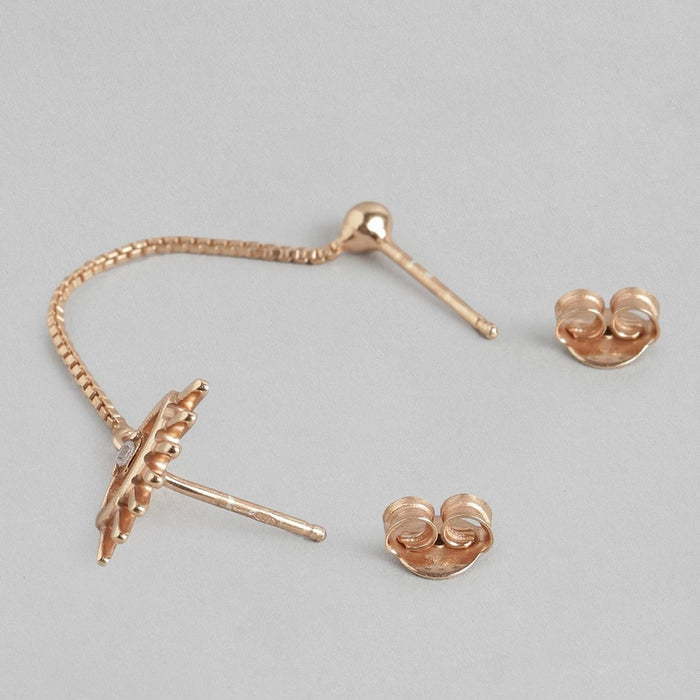 CZ Dangling Eye Rose Gold Plated 925 Sterling Silver Earring