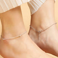 CZ Drop Rhodium Plated 925 Sterling Silver Chain Anklet