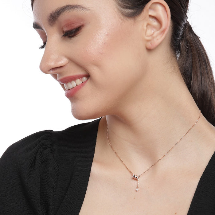 CZ Drum 925 Sterling Silver Drop Necklace