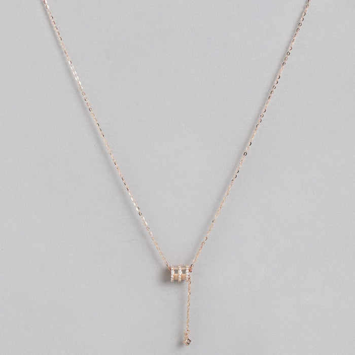 CZ Drum 925 Sterling Silver Drop Necklace