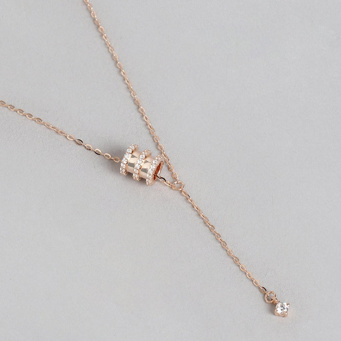 CZ Drum 925 Sterling Silver Drop Necklace