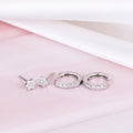 CZ Floral and Hoop Rhodium Plated 925 Sterling Silver Combo