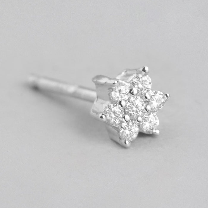 CZ Floral and Hoop Rhodium Plated 925 Sterling Silver Combo