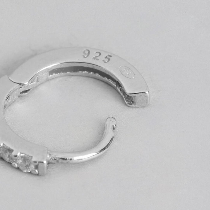 CZ Floral and Hoop Rhodium Plated 925 Sterling Silver Combo