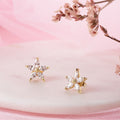 CZ Golden Plated Star 925 Sterling Silver Studs