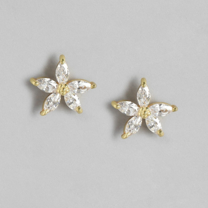 CZ Golden Plated Star 925 Sterling Silver Studs