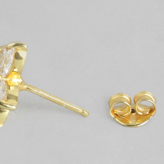 CZ Golden Plated Star 925 Sterling Silver Studs