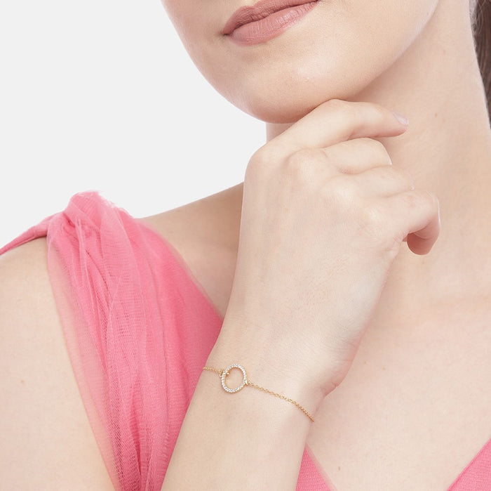 CZ Halo Golden Plated Charm Bracelet