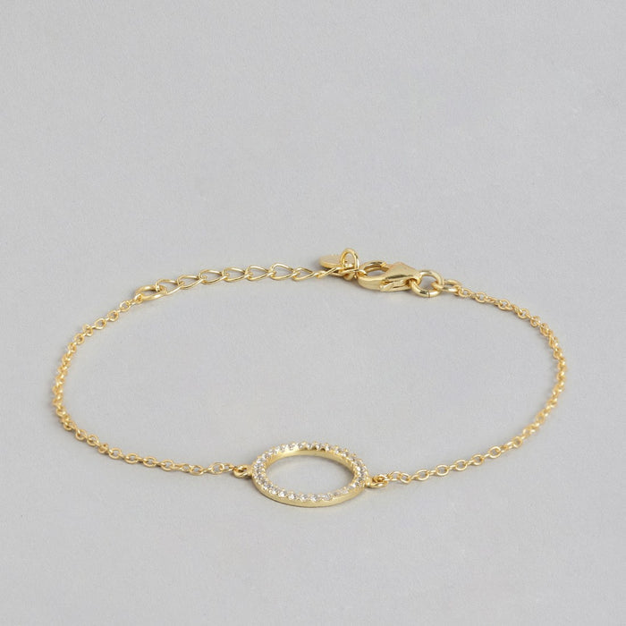 CZ Halo Golden Plated Charm Bracelet