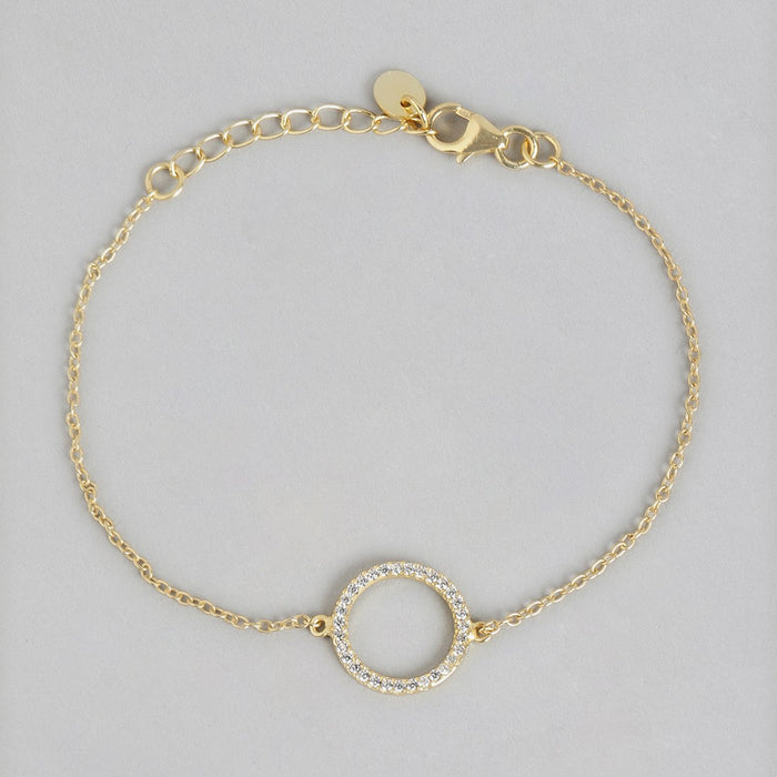 CZ Halo Golden Plated Charm Bracelet