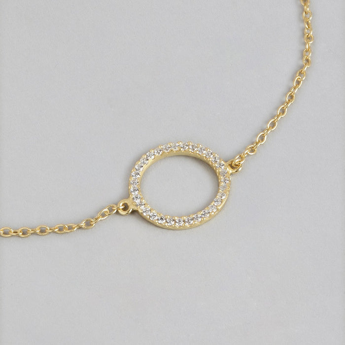 CZ Halo Golden Plated Charm Bracelet