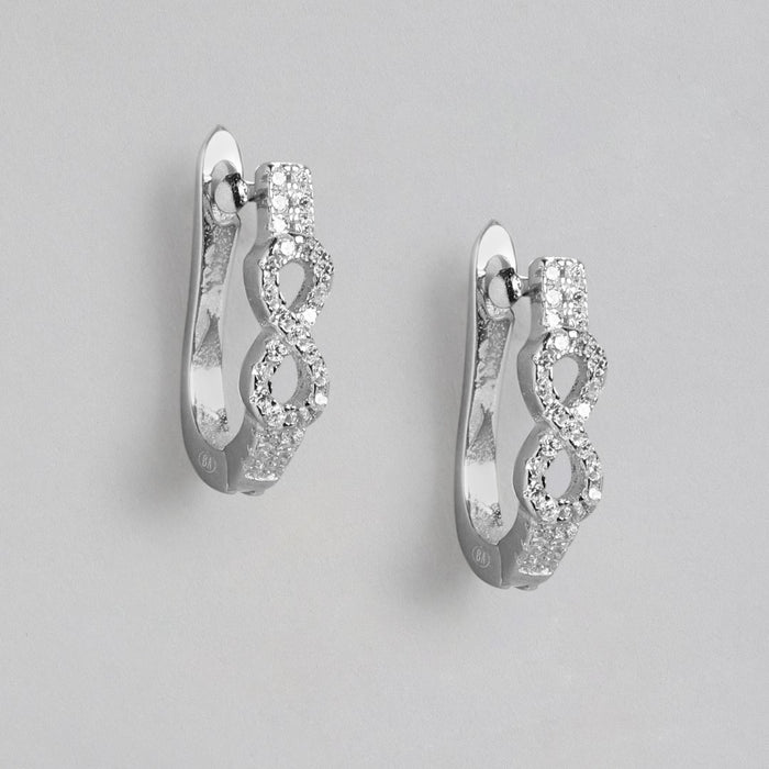 CZ Heart-Infinity Rhodium Plated Earring Combo