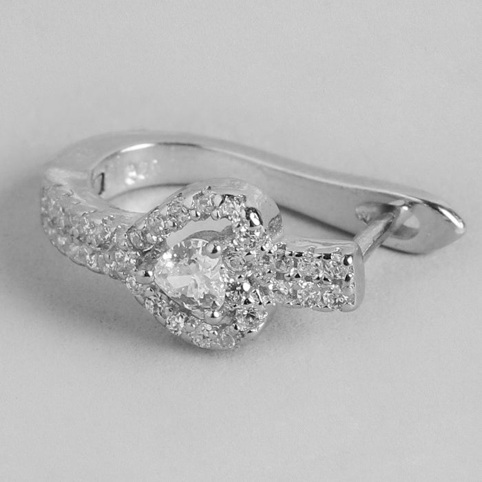 CZ Heart-Infinity Rhodium Plated Earring Combo