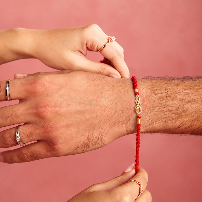 CZ Infinity Bro Gold Plated Rakhi