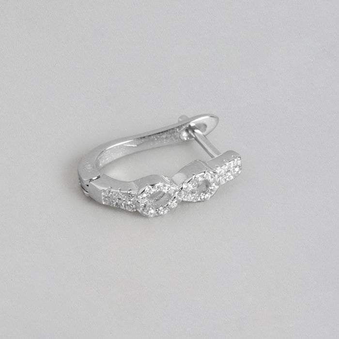 CZ Infinity Rhodium Plated Silver Latchback Hoops