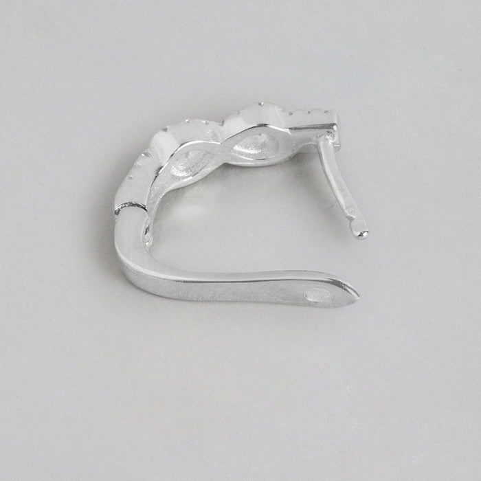 CZ Infinity Rhodium Plated Silver Latchback Hoops
