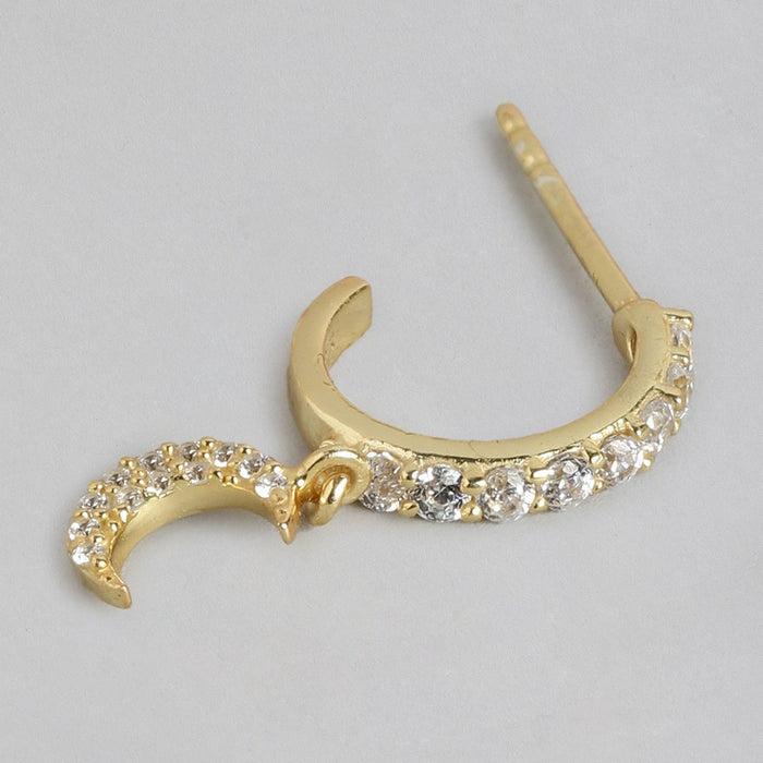 CZ Moon Gold plated 925 Sterling Silver Earring