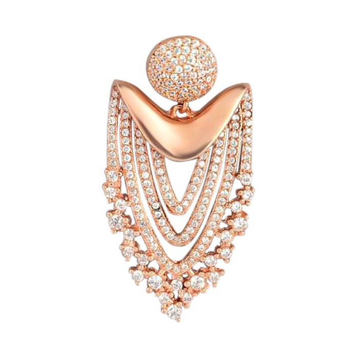CZ Radiance Elegance Rose Gold-Plated 925 Sterling Silver Charm Pendant with Chain