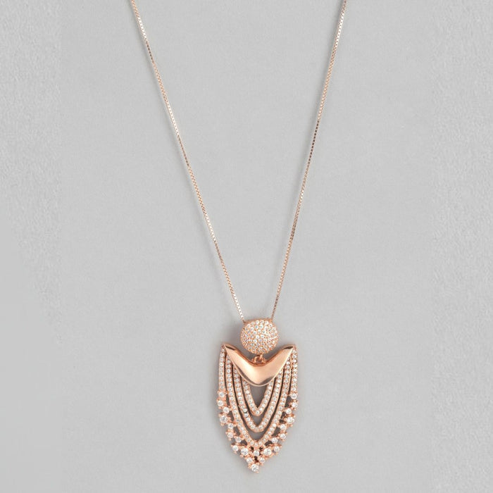 CZ Radiance Elegance Rose Gold-Plated 925 Sterling Silver Charm Pendant with Chain