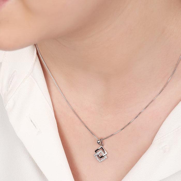 CZ Rhodium Plated Eternal Sparkle 925 Sterling Silver Pendant with Chain