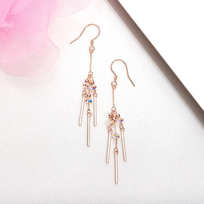 CZ Rose Gold Plated 925 Sterling Silver Drop Earrings