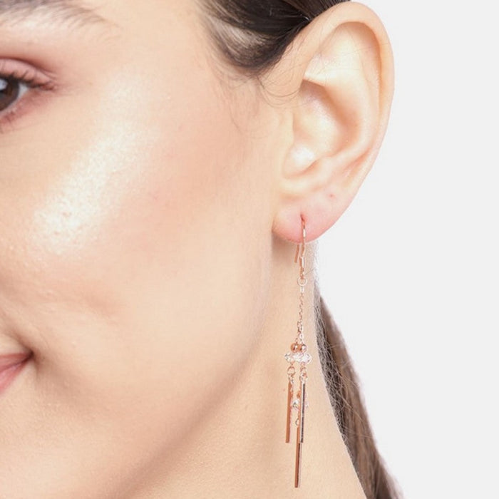 CZ Rose Gold Plated 925 Sterling Silver Drop Earrings